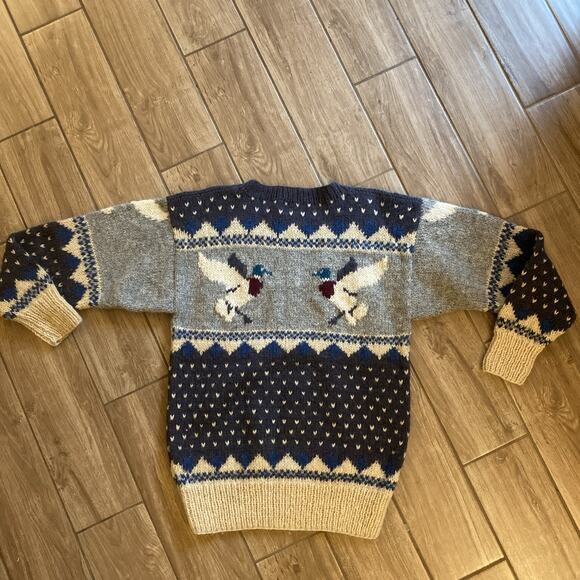 Woolrich Duck Mallard Graphic Knit Sweater Pullover 100% Wool Size Medium - Picture 7 of 8